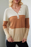 Striped Color Block Henley Top