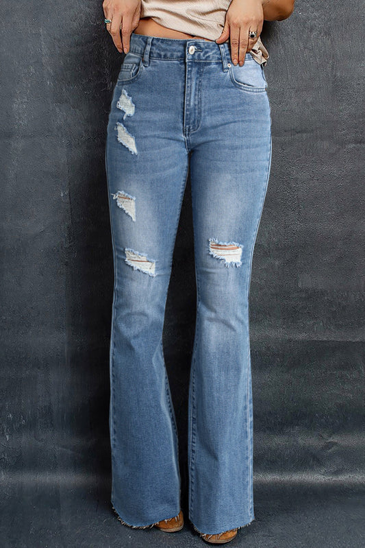 Dark Wash Mid Rise Flare Jeans