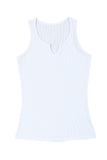 Split Neck Ribbed Knit Tank Top