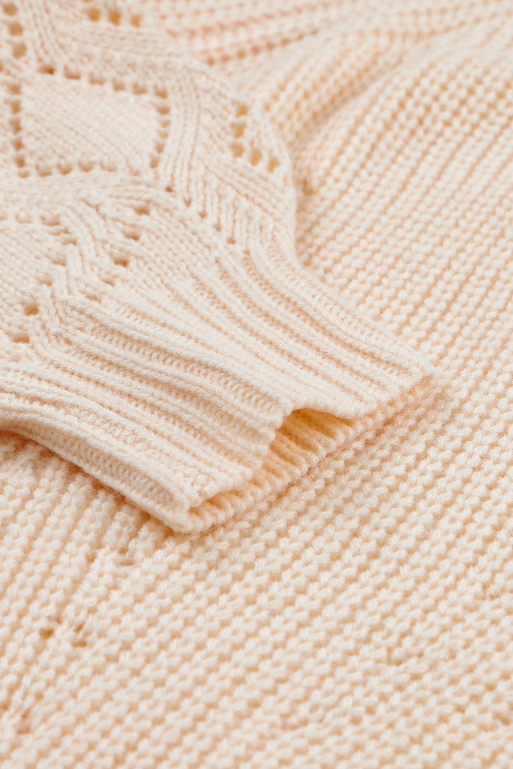 Hollow-out Puffy Sleeve Knit Sweater