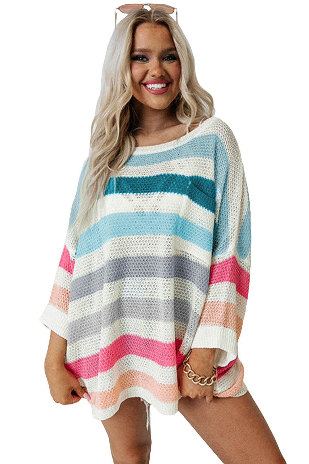 Striped Knit Top with Chest Pocket