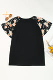 Floral Ruffle Sleeve Plus Size Top