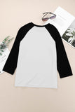 Color Block Raglan Sleeve Pullover Top