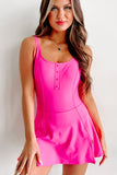 Open Back Side Split Seamed One-piece Swim Dress