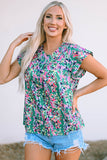 Floral Print Ruffled Short Sleeve Babydoll Top