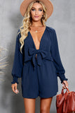 Tie Knot Puff Long Sleeve Romper