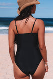 Slash Mesh Cutout Asymmetric One Piece Swimsuit