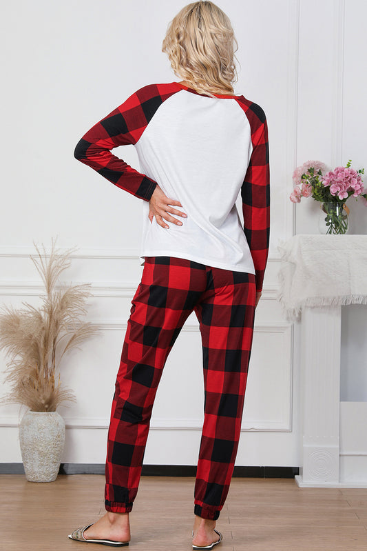 Plaid Merry Christmas Graphic Loungewear Set