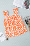 Floral Print Square Neck Ruffle Tank Top