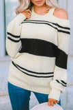 Striped Cold Shoulder Knit Sweater