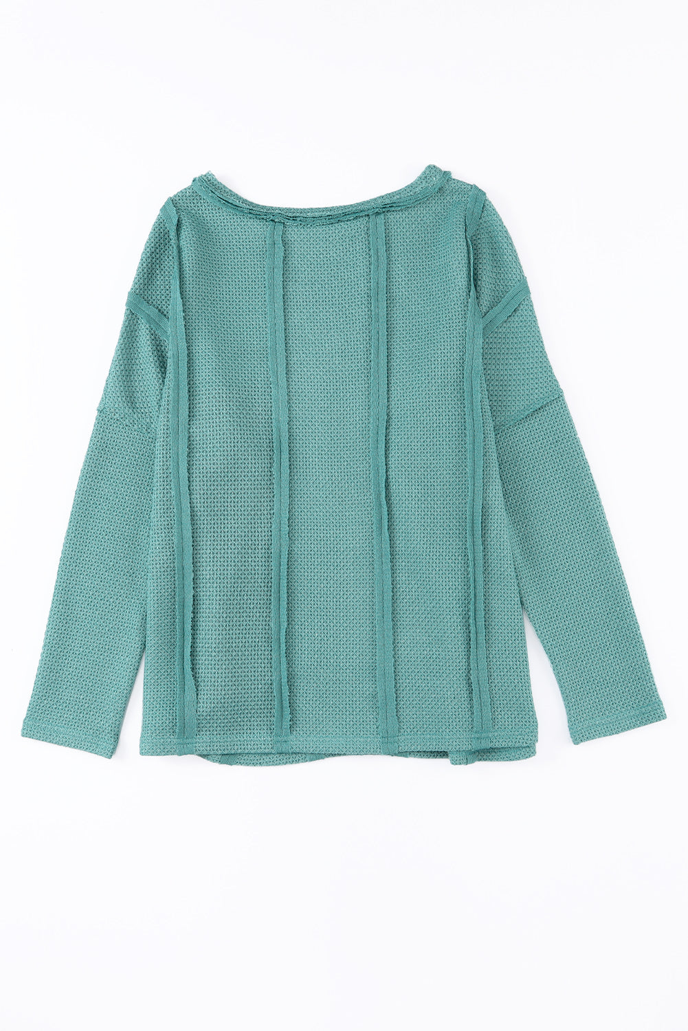 Exposed Seam Waffle Knit Loose Top