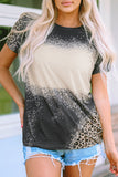 Bleached Blank Leopard Tie-dye Print T Shirt