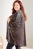 Print Open Front Plus Size Cardigan