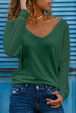 Green Sheer Stripe V-Neck Top