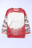 Red Tie Dye Leopard Drop Shoulder Sweatshirt