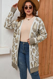 Plus Size Leopard Pattern Cardigan