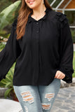 Tiered Ruffled Shoulder Buttoned Plus Size Blouse