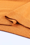 Pull col rond rayé orange color block