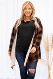 Plus Size Plaid Pattern Open Front Cardigan