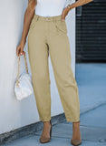 Solid High Waist Casual Pants