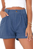 Rolled Hem Pocketed Corduroy Shorts