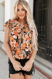 Floral Flutter Sleeves Square Neck Blouse