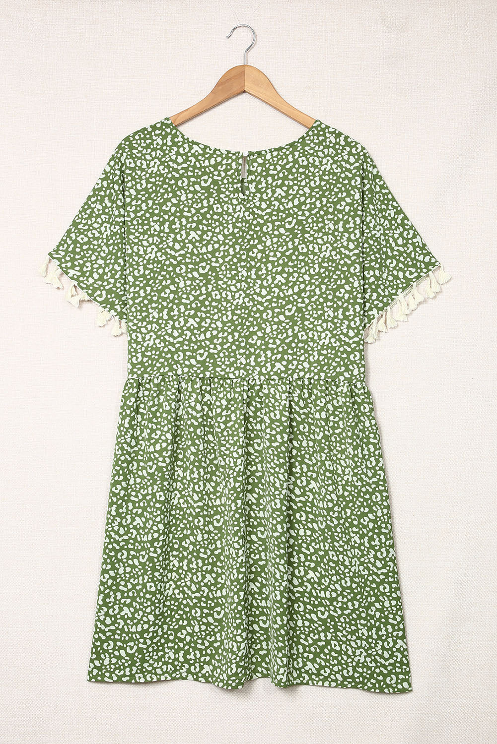 Robe à Pompon Léopard Grande Taille Verte