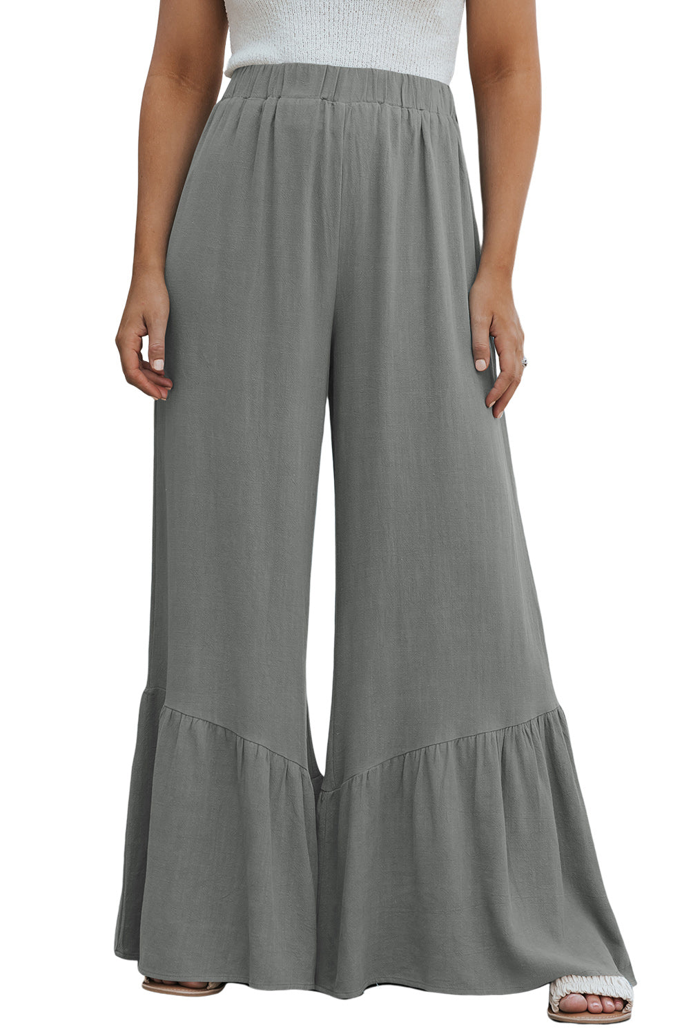 High Waist Ruffled Wide-Leg Pants