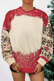 Red Tie Dye Leopard Drop Shoulder Sweatshirt