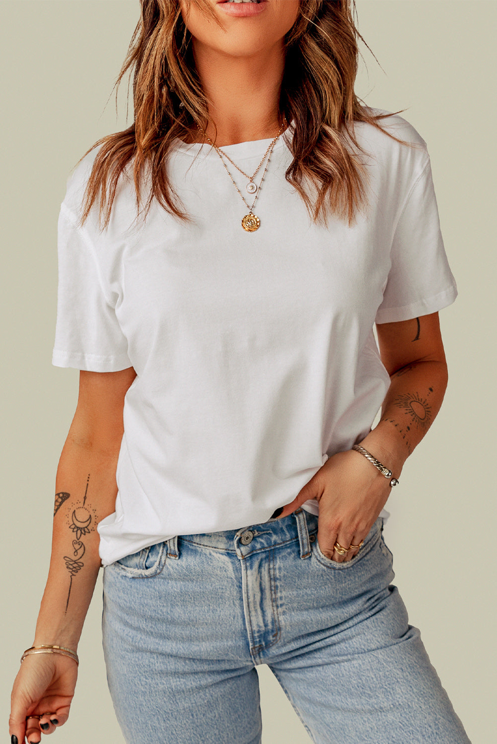 Plain Crew Neck Short Sleeve Tee