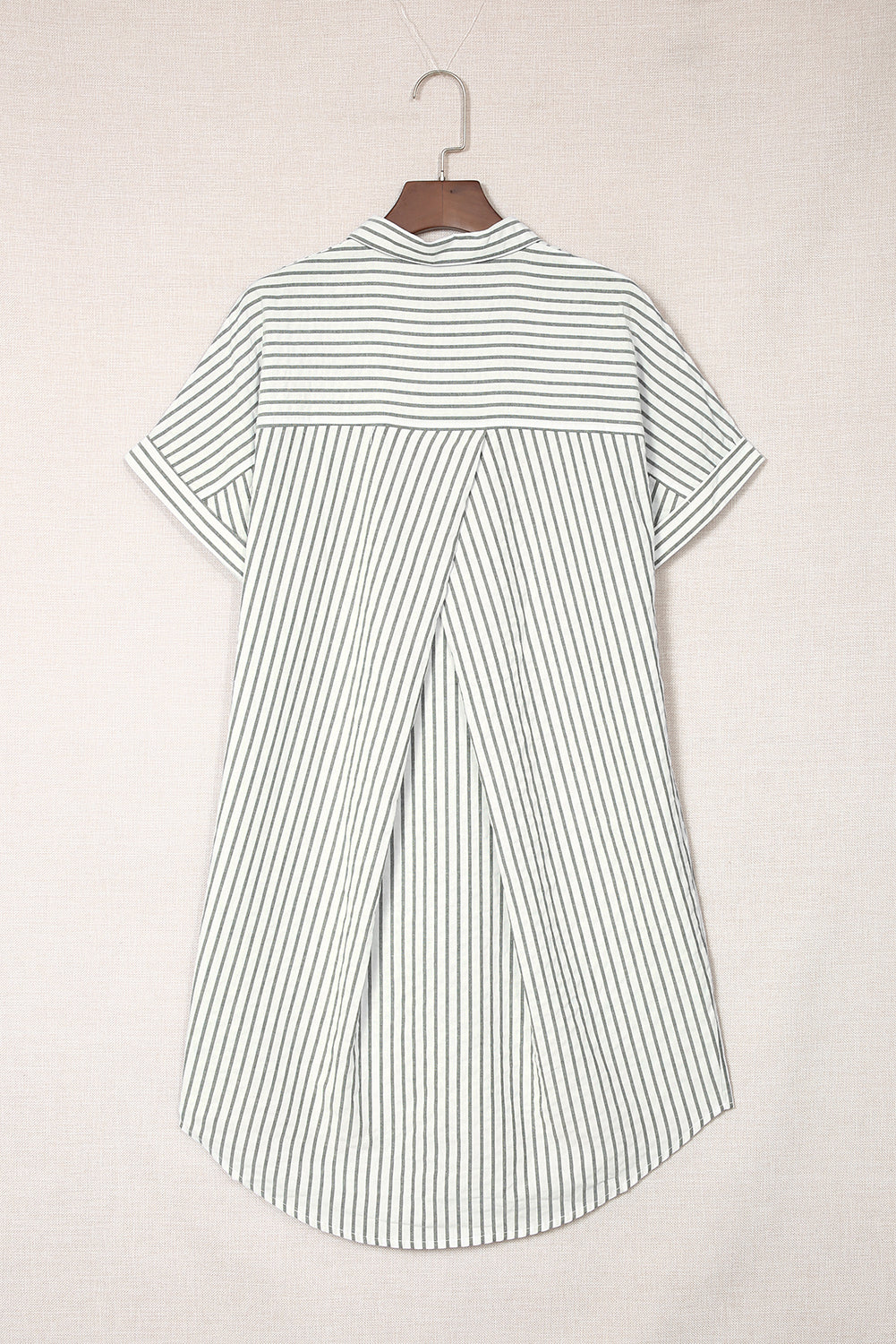 Short Sleeves Striped Shirt Dress