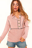 Pink Buttons Front Princess Line Out Seam Hoodie