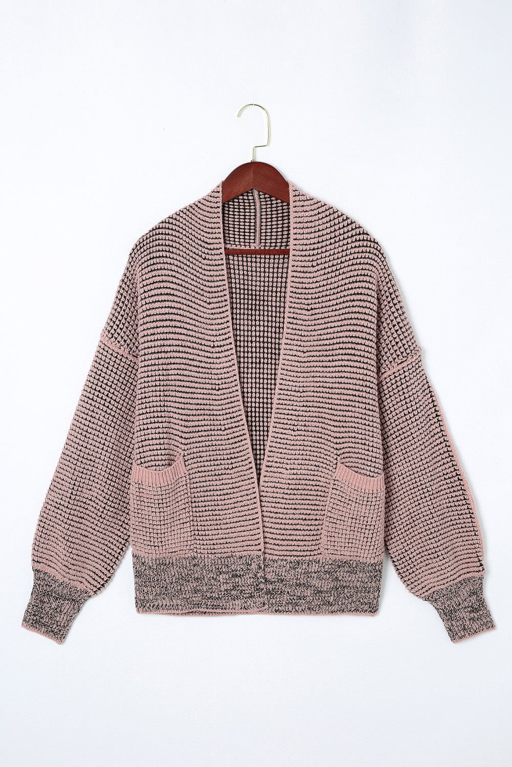 Apricot Chunky Waffle Knit Oversized Collar Cardigan