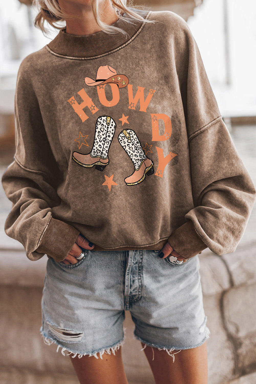 Orange Drop Shoulder Crew Neck Pullover Sweatshirt