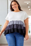 Plaid Dot Ruffled Plus Size Babydoll Top