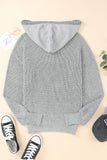 Pull à capuche gris Henley à col en V