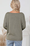 Long Sleeve V-Neck Stitching Henley Top