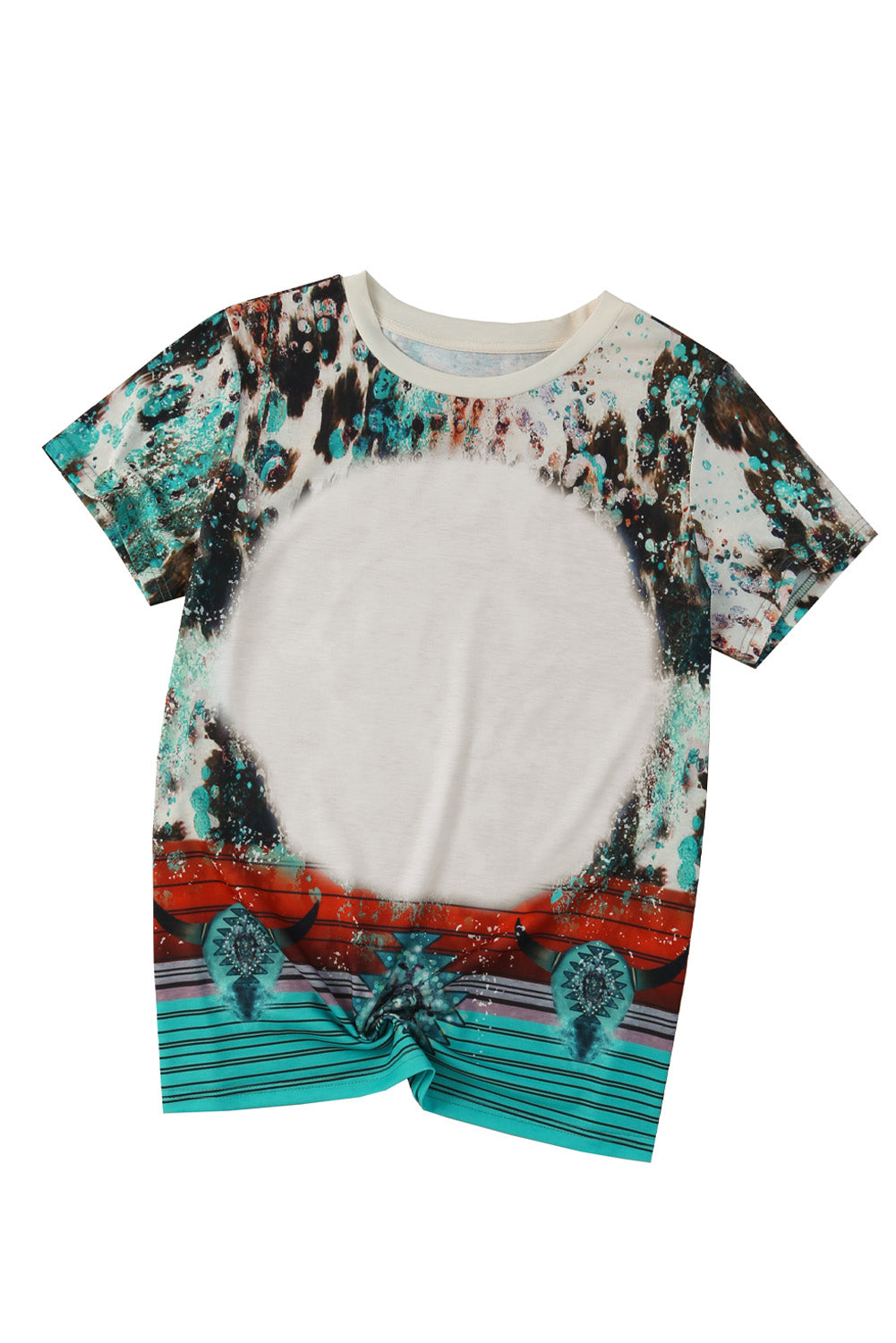 Bleached Western Print Blank Graphic T Shirt