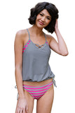 Light Tankini with Stripes Patchwork