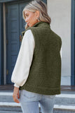 Snap Button Pocketed Sherpa Vest Jacket