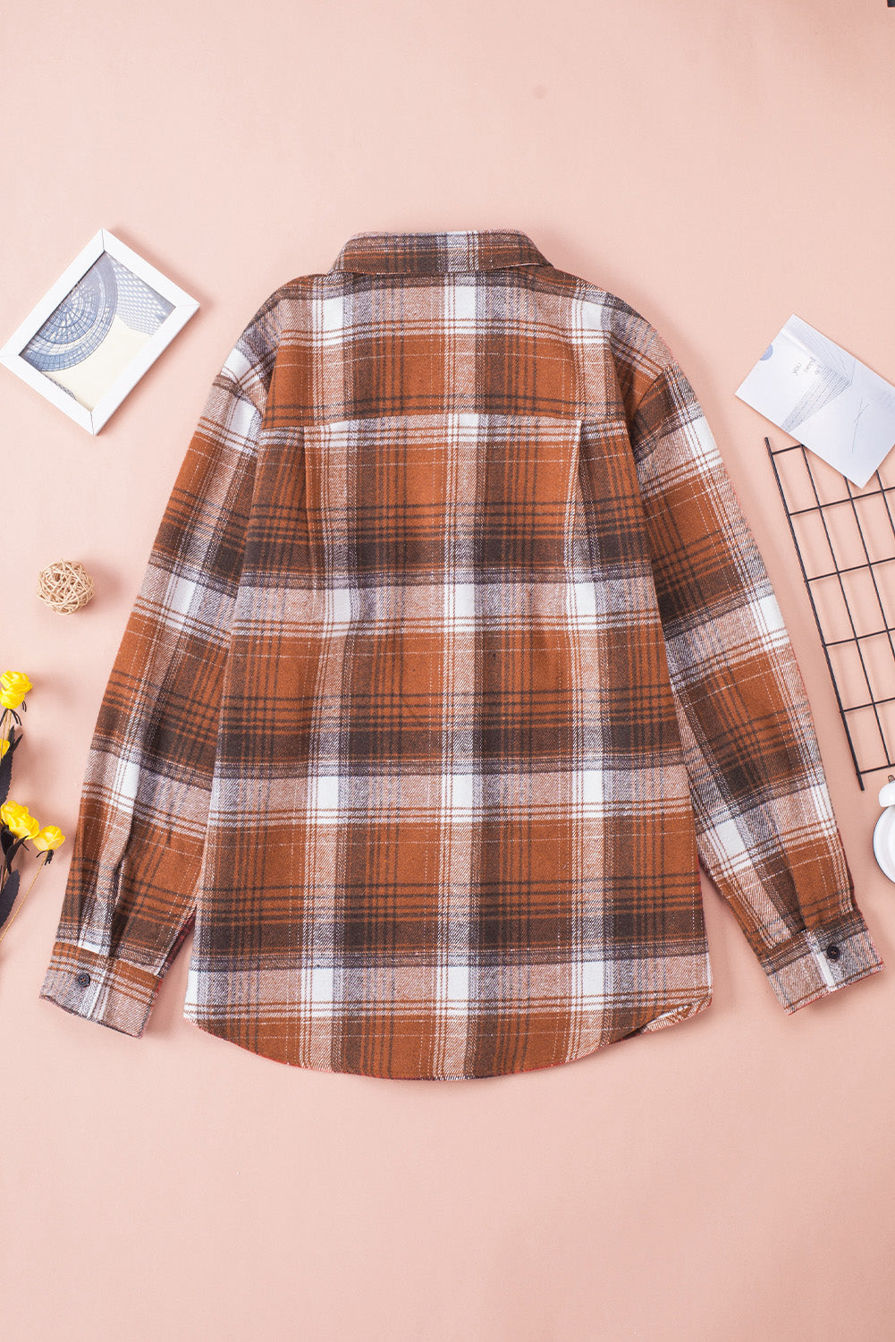 Plaid Long Sleeve Shirt with Pocket