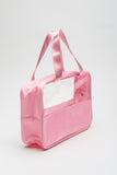 Trousse de maquillage en PVC transparent avec lettre chenille TRAVEL rose clair