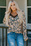 Print Lace Trim V Neck Top