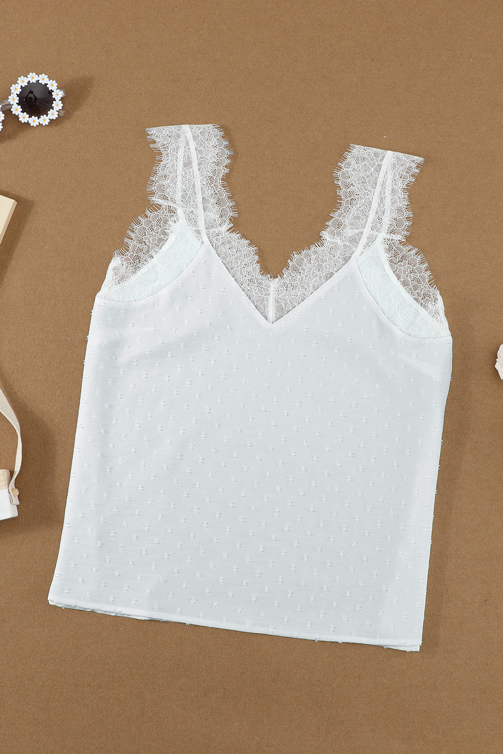 Eyelash V Neck Cami Tank Top