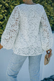 Loose Puff Sleeve Lace Blouse