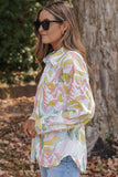 Multicolor Abstract Printed Turn-Down Collar Loose Shirt