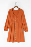 Button Up High Waist Long Sleeve Dress