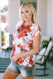 Floral Short Sleeve Round Neck Blouse