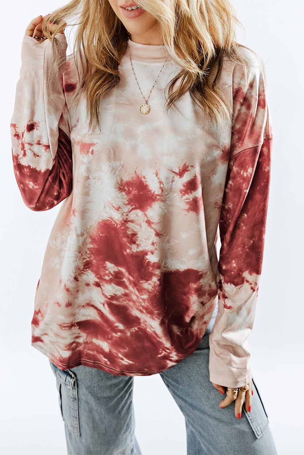 Tie Dye Crew Neck Long Sleeve Top