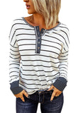 Striped Color Block Buttoned Waffle Knit Shirt